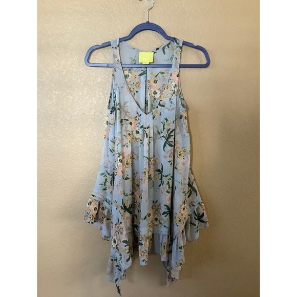 Maeve Women's Magda Ruffle Sheer Floral Top Sz S - Picture 1 of 4